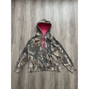 Rare Vintage Y2K Realtree Kids Large Hoodie Streetwear Hype Pink Hood Outdoor